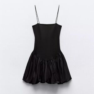 Zara Black Rib Poplin Mini Dress